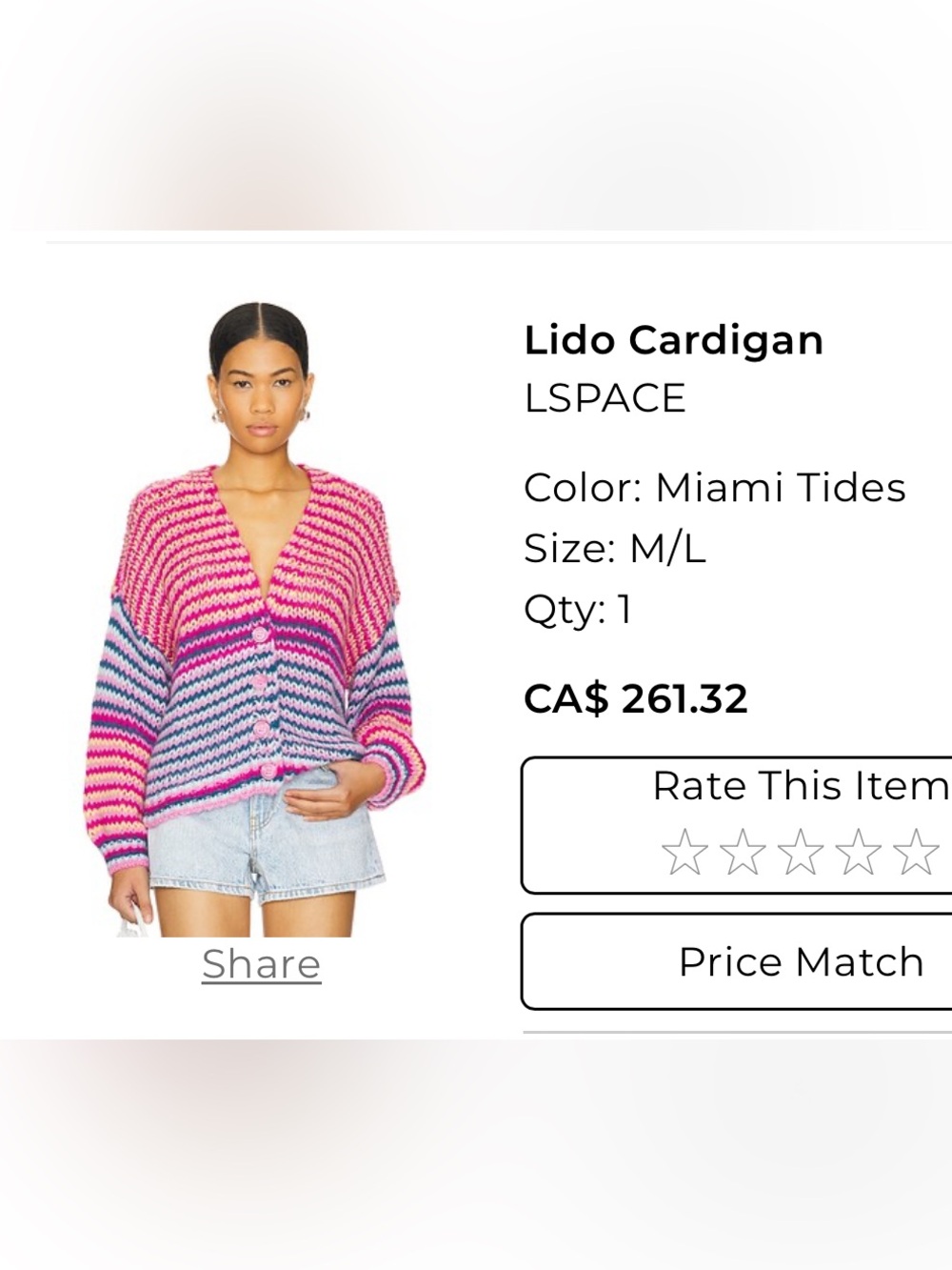 l*space Lido Cardigan in Miami Tides Pink Mix